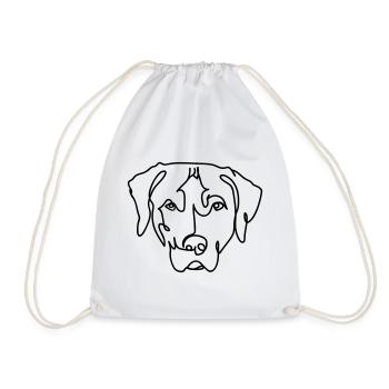 Dog oneline - Drawstring Bag - white - Front