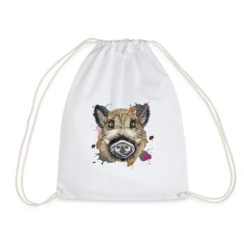 Head of wild illustration - Drawstring Bag - white - Front