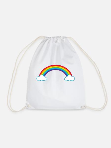 Rainbow Clouds Summer Thunderstorm Happiness in Love - Drawstring Bag - white