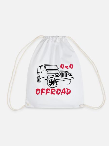 4x4 offroad jeep wrangler - Drawstring Bag - white