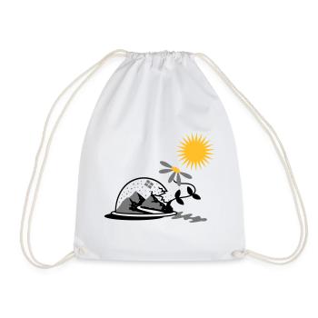 Schneekugel mit Sonnenblume und Sonne - Turnbeutel - Weiß - Vorne