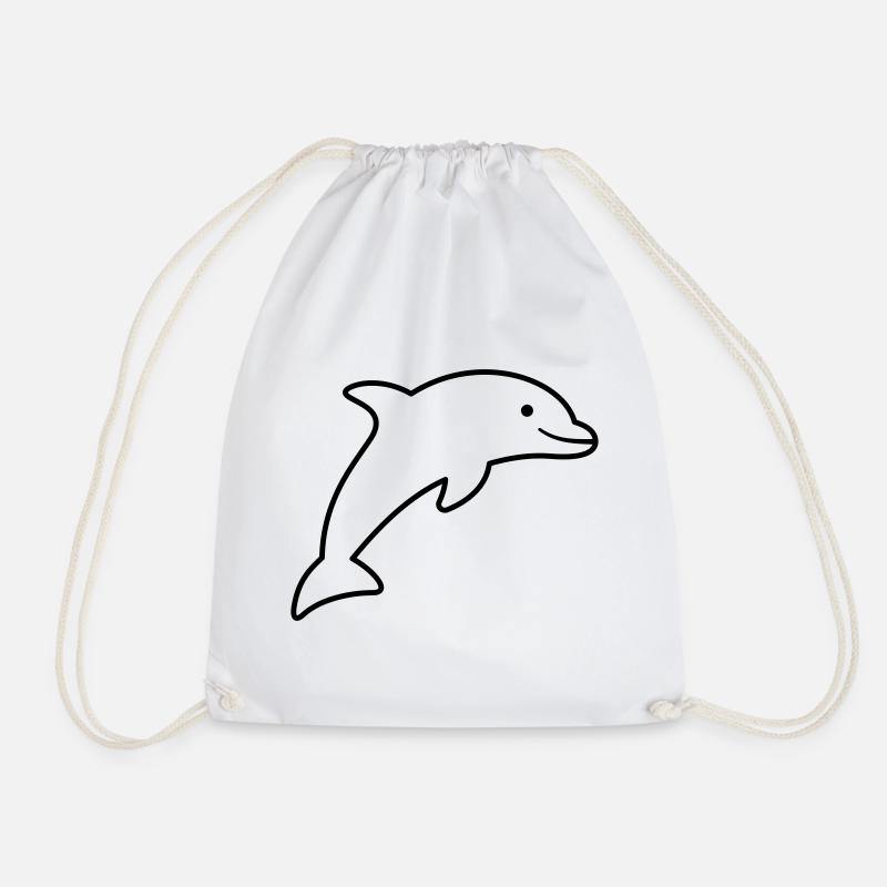 Delfin Symbol Umriss fröhlich springend - Turnbeutel - Weiß