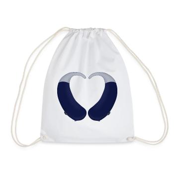 Heart and Hearing Aid - Drawstring Bag - white - Front