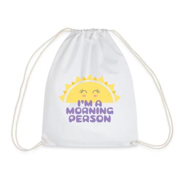 Cheerful sun with the inscription I'm a morning person - Drawstring Bag - white - Front