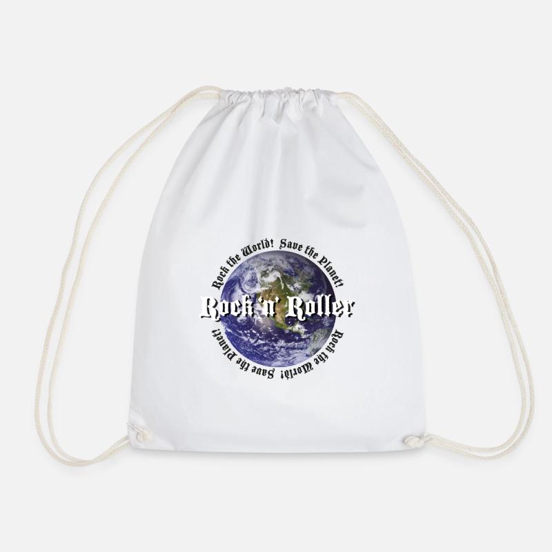 Rock the World Save the Planet - Drawstring Bag - white