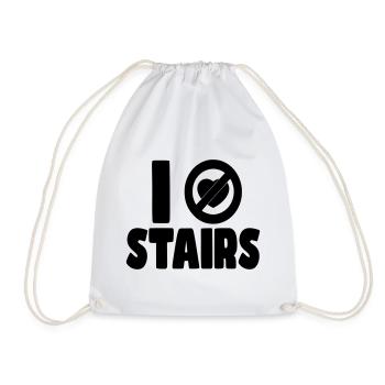 I hate stairs. I hate stairs. Wheelchair humor * - Drawstring Bag - white - Front