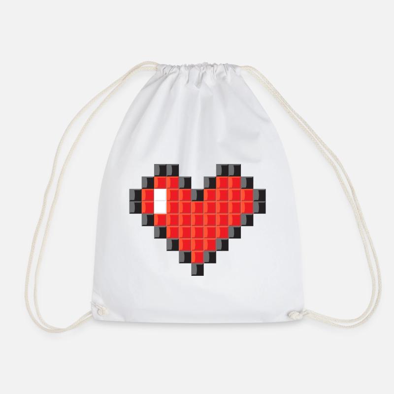 Pixel Heart Mosaic - Drawstring Bag - white