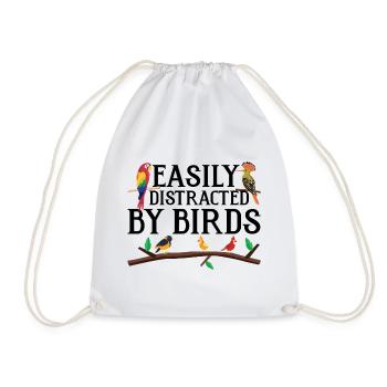 Easily Distracted by Birds - Drawstring Bag - white - Front