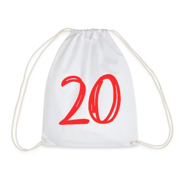 20. 20 YEARS. 20th ANNIVERSARY. 20TH ANNIVERSARY. - Drawstring Bag - white - Front
