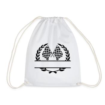 Drapeau de course dans une couronne de laurier - Sac de sport léger - blanc - Devant