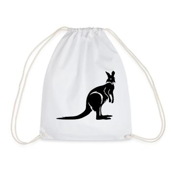 Kangaroo Australia Animal Logo Illustration Icon - Drawstring Bag - white - Front