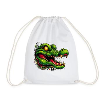 Alligator Crocodile - Drawstring Bag - white - Front