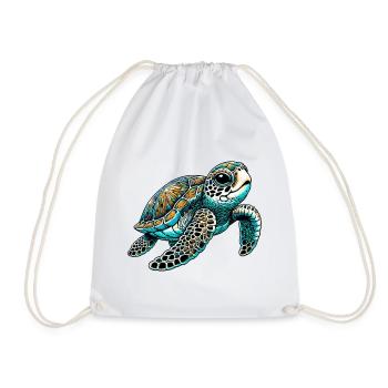 Turtle - Drawstring Bag - white - Front