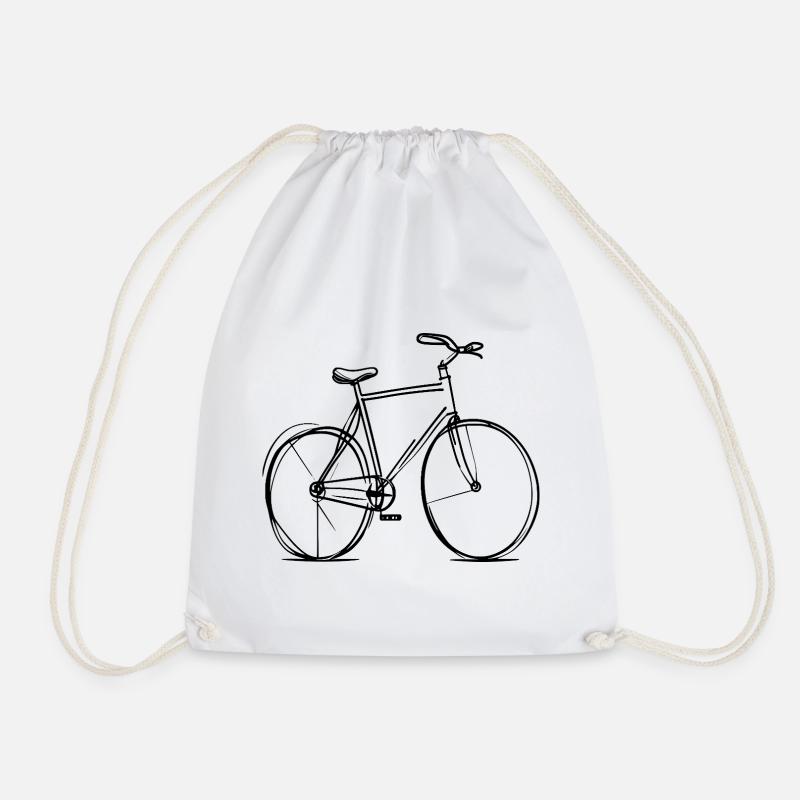 Fahrrad Strichzeichnung - Turnbeutel - Weiß