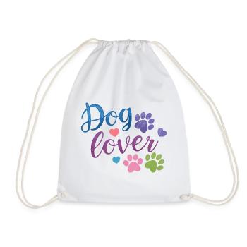 Dog Lover Watercolor Paw Print - Drawstring Bag - white - Front