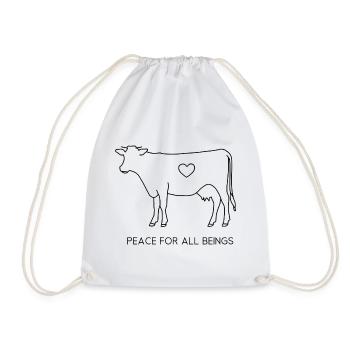Paix pour tous les êtres – Fine Line Cow - Sac de sport léger - blanc - Devant