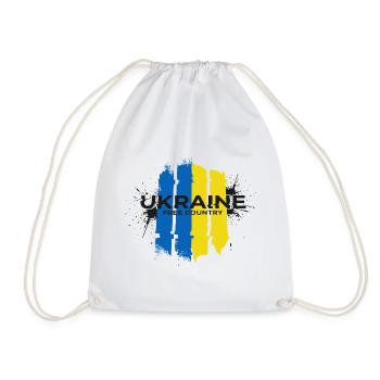 Ukraine Free Country Flag Art - Drawstring Bag - white - Front