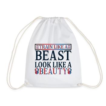 Train beast look beauty - Drawstring Bag - white - Front