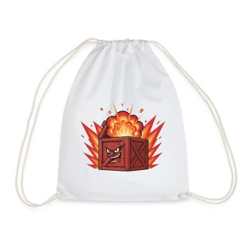 Exploding wooden box with a grim face - Drawstring Bag - white - Front