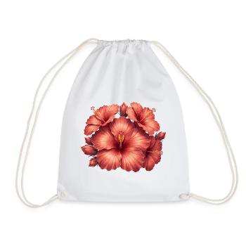 Hibiscus in rose red - Drawstring Bag - white - Front