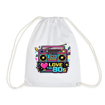 J’adore le Neon Boombox des années 80 - Sac de sport léger - blanc - Devant
