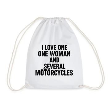 A Woman and Several Motorcycles: Biker Humor - Drawstring Bag - white - Front