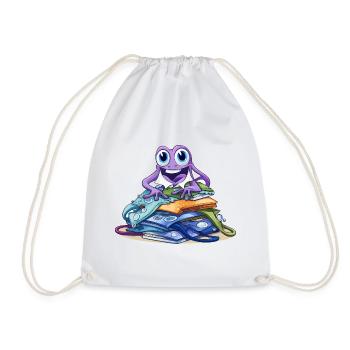 Monstre créatif sur une pile de livres - Sac de sport léger - blanc - Devant