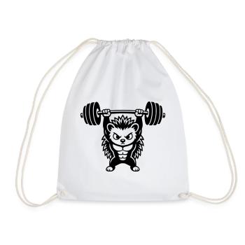 Un hérisson musclé soulève un haltère lourd - Sac de sport léger - blanc - Devant