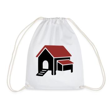 Chicken coop farm icon - Drawstring Bag - white - Front