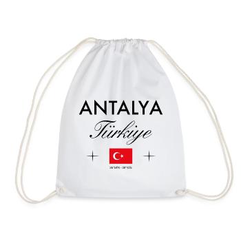 Antalya Turkey Coordinates Travel Souvenir - Drawstring Bag - white - Front
