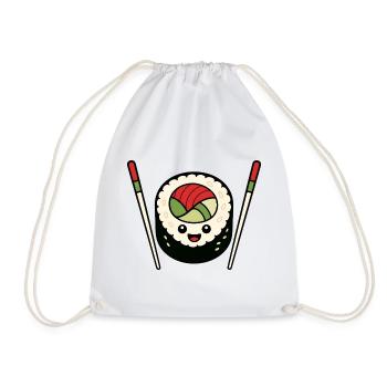 Lustiges Sushi Stäbchen Japan Essen Vektor Shirt - Turnbeutel - Weiß - Vorne