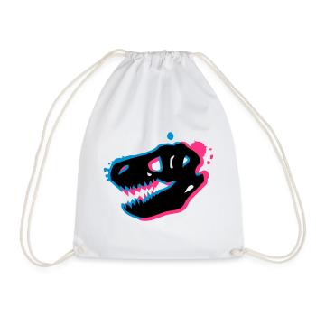 T Rex Skull 3-D - Drawstring Bag - white - Front