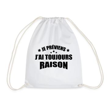 je préviens j'ai toujours raison - Sac de sport léger - blanc - Devant