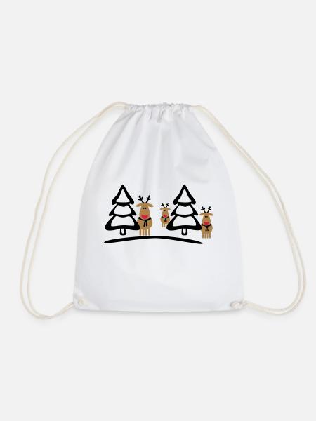 christmas reindeers crew - Drawstring Bag - white