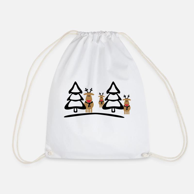 christmas reindeers crew - Drawstring Bag - white