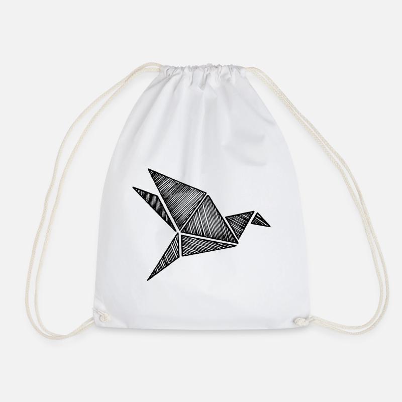 Origami Vogel - Turnbeutel - Weiß