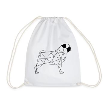 Geometric Pug - Geometrischer Mops - schwarz - Turnbeutel - Weiß - Vorne