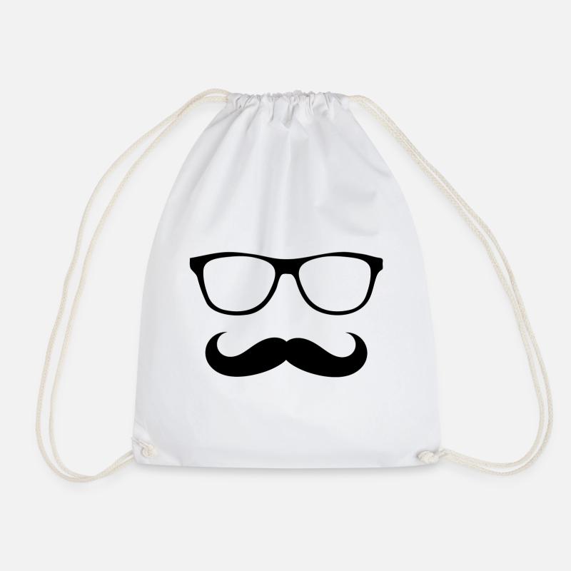 glasses and mustache - Drawstring Bag - white
