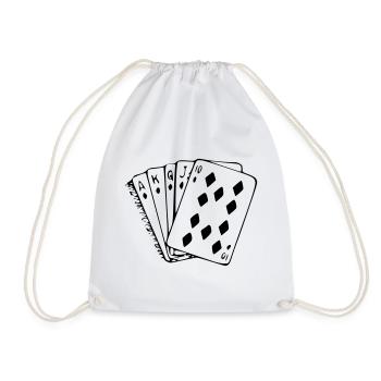 Cards, card game, bridge, clover jackets, ace * - Drawstring Bag - white - Front