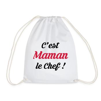 Maman - Fête des Mères - Bébé - Cuisine - Chef - Sac de sport léger - blanc - Devant