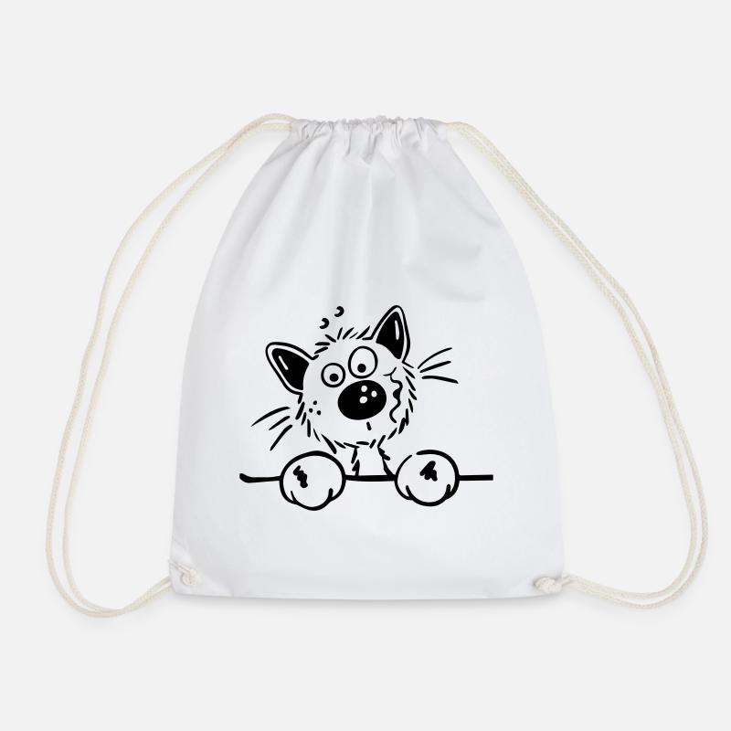 Cute Cat - Drawstring Bag - white