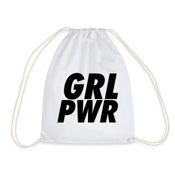 GRL PWR | Bold Minimalist Feminist  - Drawstring Bag - white - Front