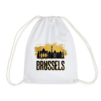 Brussels Brussels Belgium City Skyline Gold - Drawstring Bag - white - Front