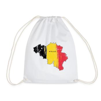 Belgische Flagge Karte von Brüssel - Turnbeutel - Weiß - Vorne