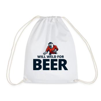 Welding Welder Metal Construction Ironworker Beer - Drawstring Bag - white - Front