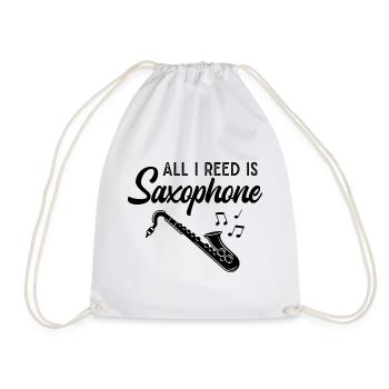 Saxophone Musician Jazz Saxophonist Orchestra - Drawstring Bag - white - Front