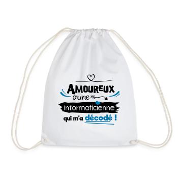 Amoureux d'une informaticienne ! humour geek - Sac de sport léger - blanc - Devant