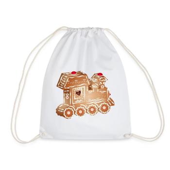 verzierte Lebkuchen Lokomotive für Weihnachten - Turnbeutel - Weiß - Vorne