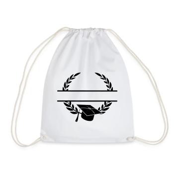 Successful cap in laurel wreath monogram - Drawstring Bag - white - Front