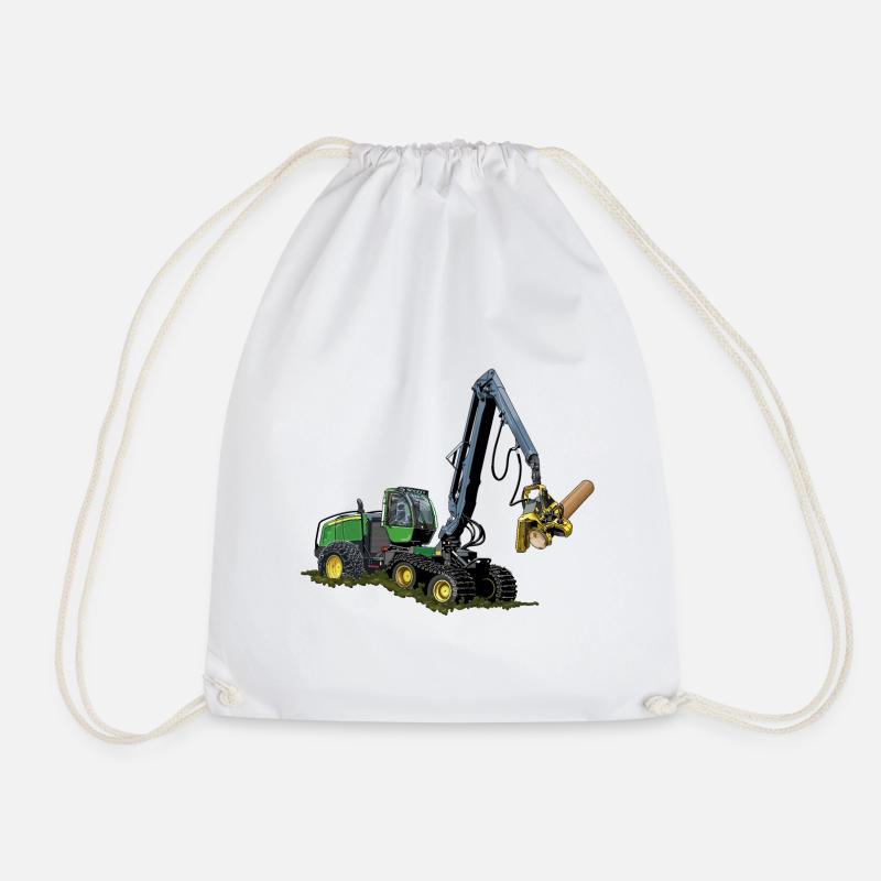Harvester, Holzerntemaschine - Turnbeutel - Weiß